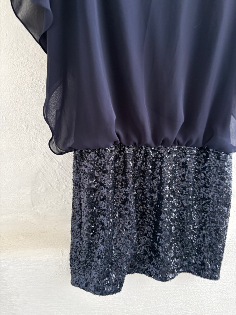 Xscape cocktail chiffon capelet overlay dress - Picture 3 of 12